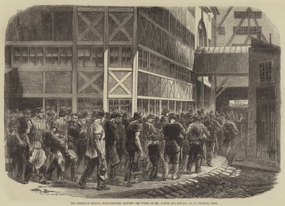 Las Huelgas en Francia, Refinadores de Azúcar abandonando las Obras de MM Jeanty y Prevost, en La Villette, París de Burn Smeeton